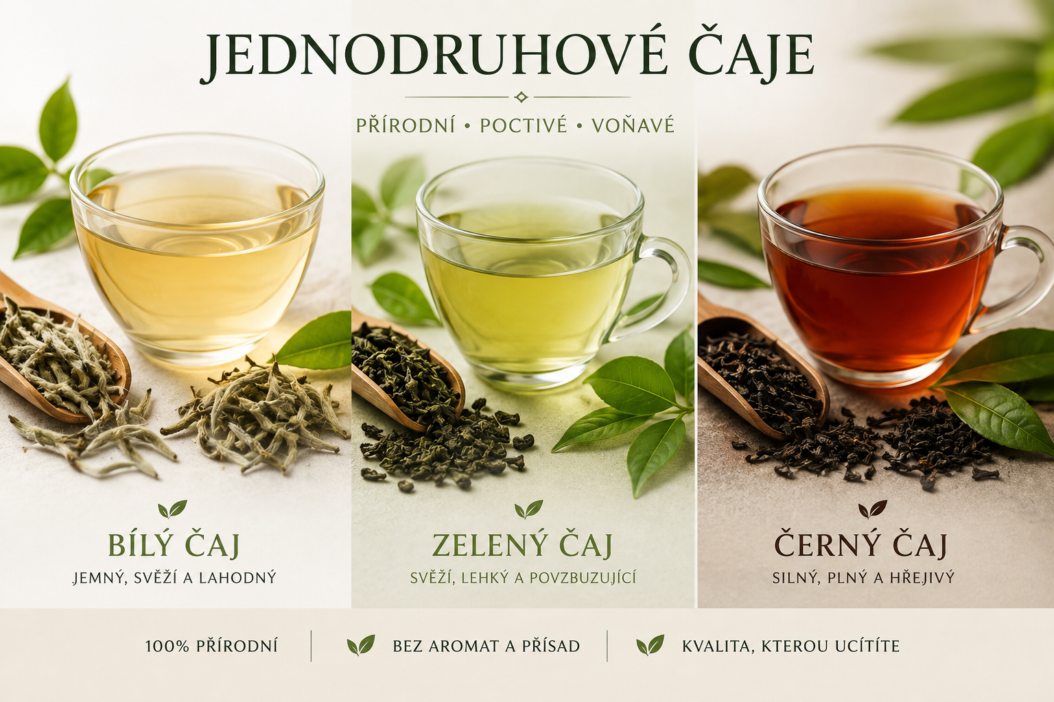 Bílé, zelené a černé čaje