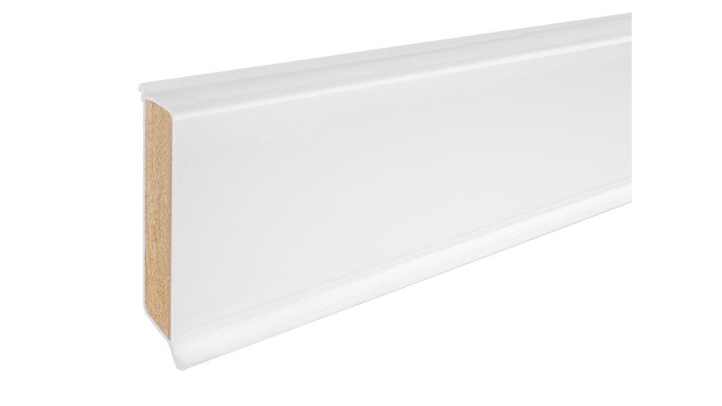 Jádrová soklová lišta CUBU flex life 60 – 1013 Bílá, 12,6 × 60 × 2500 mm