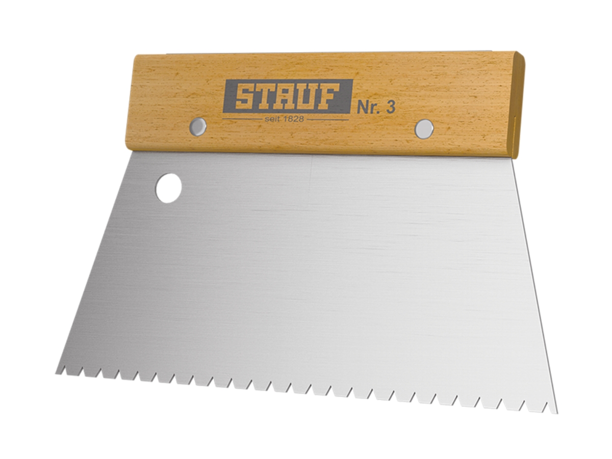 Stauf Nr. 3 zubová stěrka pro lepení mozaikových parket a COREtec 8mm
