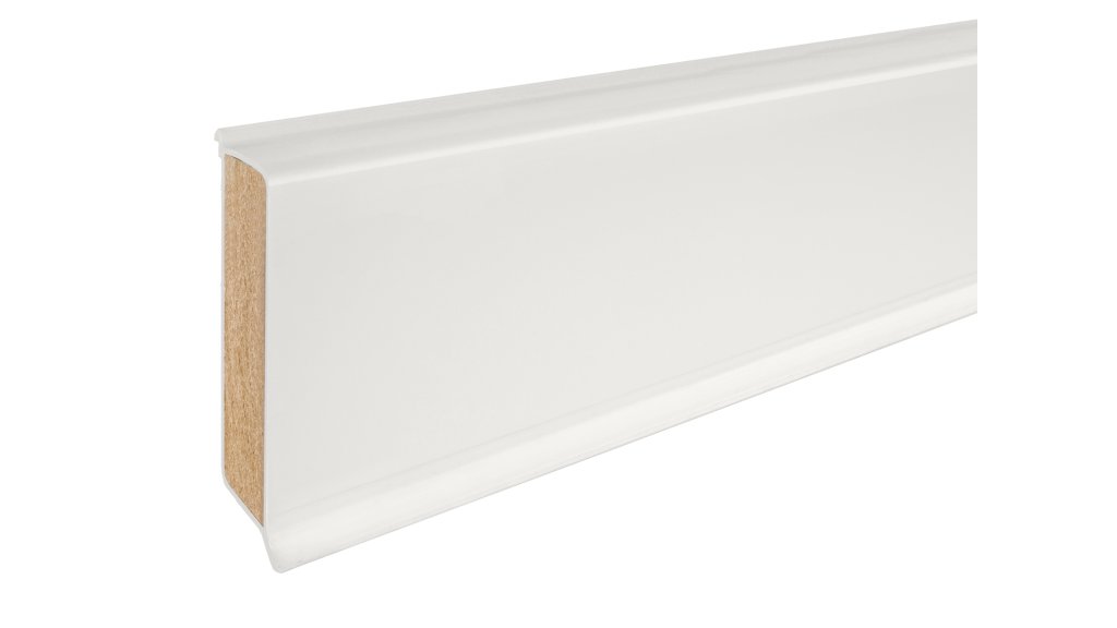 Jádrová soklová lišta CUBU flex life 60 – 1132 RAL 9010 Bílá, 12,6 × 60 × 2500 mm