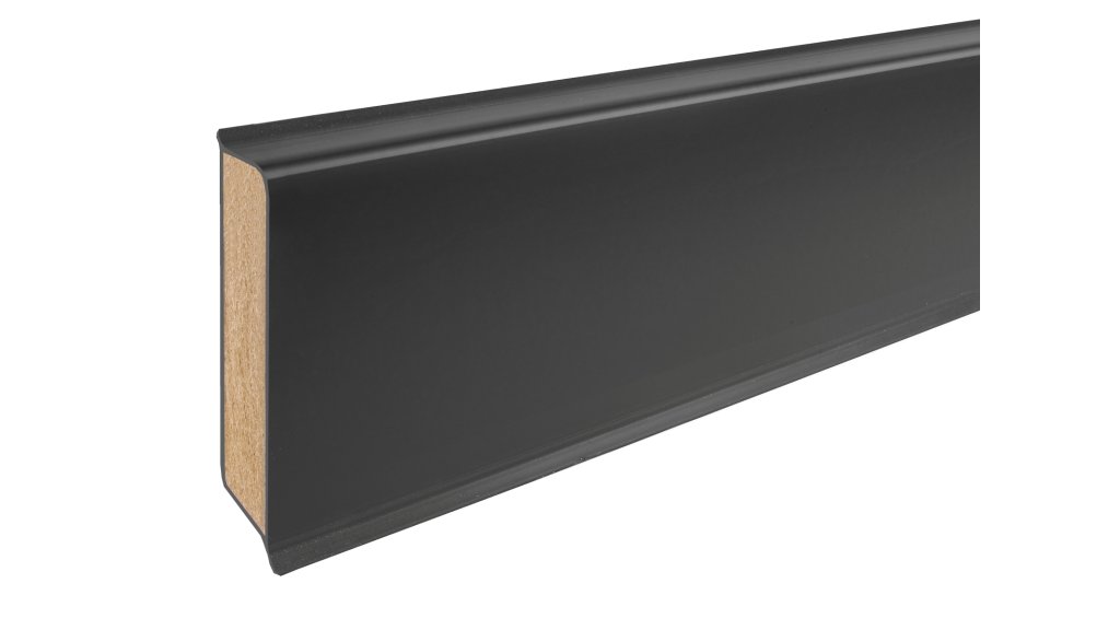 Jádrová soklová lišta CUBU flex life 60 – 1144 Černá, 12,6 × 60 × 2500 mm