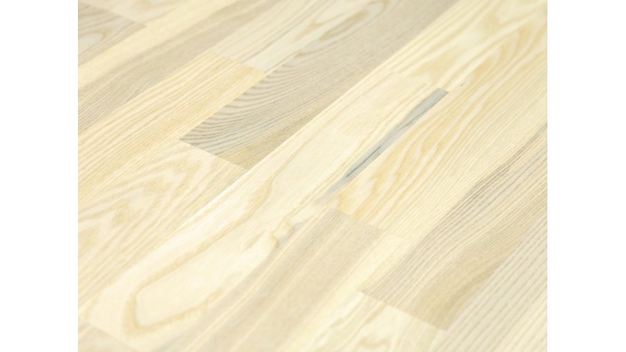 Dřevěná podlaha Designwood Jasan bílý Marcato – 3-lamela, lak Live Matt