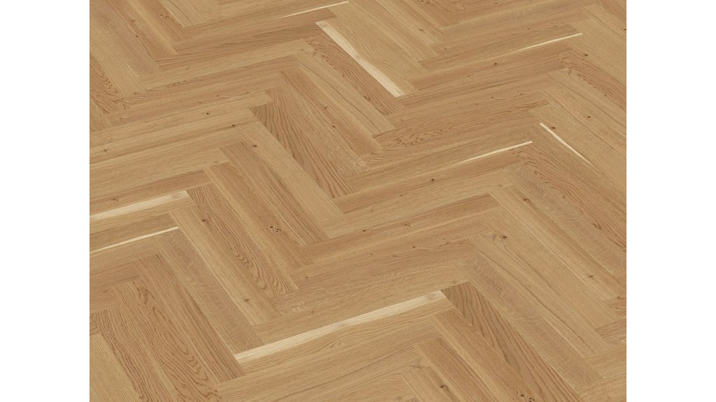 Dřevěná podlaha Dub Basic - rybí kost 70 × 470 mm, lak Live Matt