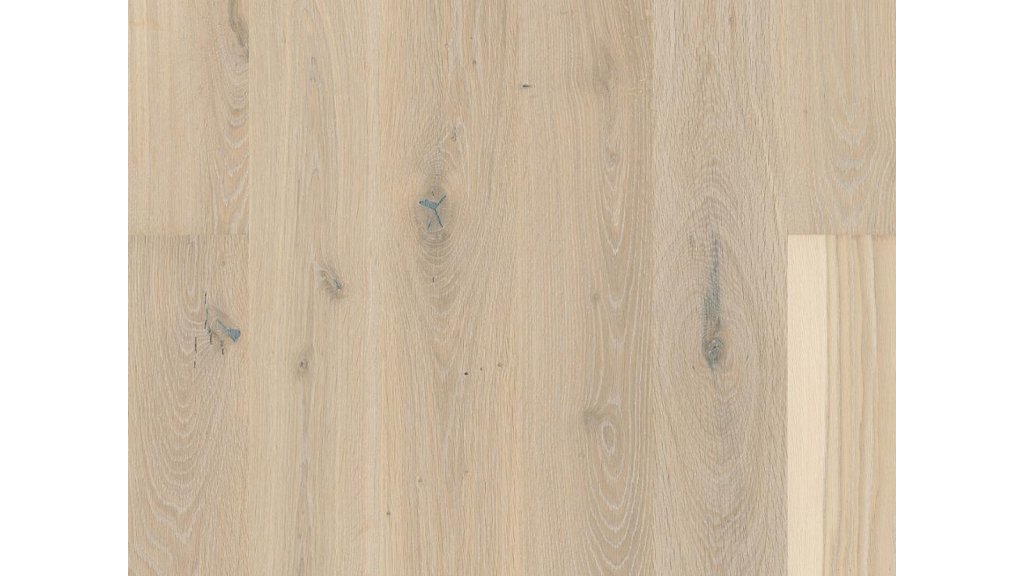 Dřevěná podlaha Dub Pale White Vivo – prkno 2V, lak Live Pure