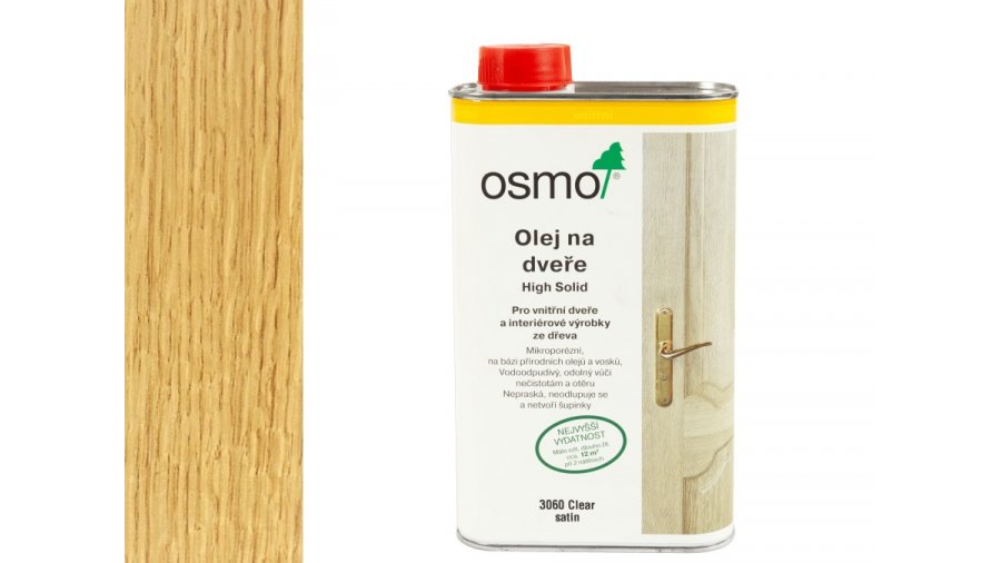 Osmo 3060 olej na dveře – bezbarvý hedvábný polomat, 1 l