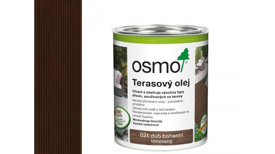OSMO 021 Dub bahenní olej na dřevěné terasy 0,75 l – pigmentovaný terasový olej