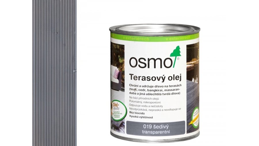 OSMO 019 Šedý olej na dřevěné terasy 0,75 l – pigmentovaný terasový olej
