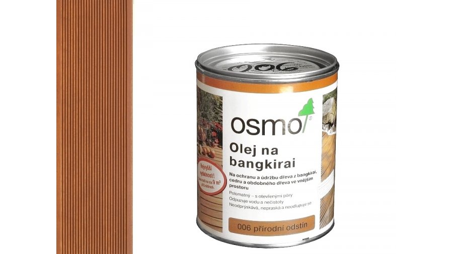 Osmo 006 Bangkirai olej na dřevěné terasy 0,75 l – pigmentovaný terasový olej