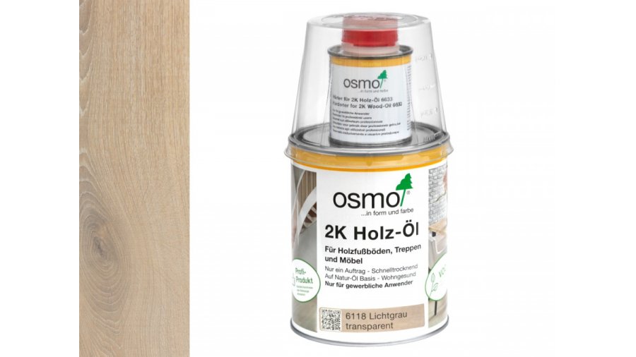 Osmo 6118 2K Olej na dřevo Světle šedá mat 1l