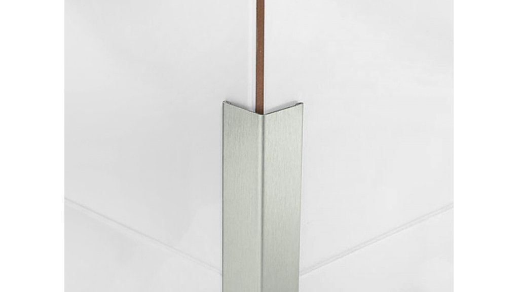 Hliníkový ochranný roh na zeď Küberit 273 U – Imitace nerezi F2G, 30 × 30 × 2500 mm