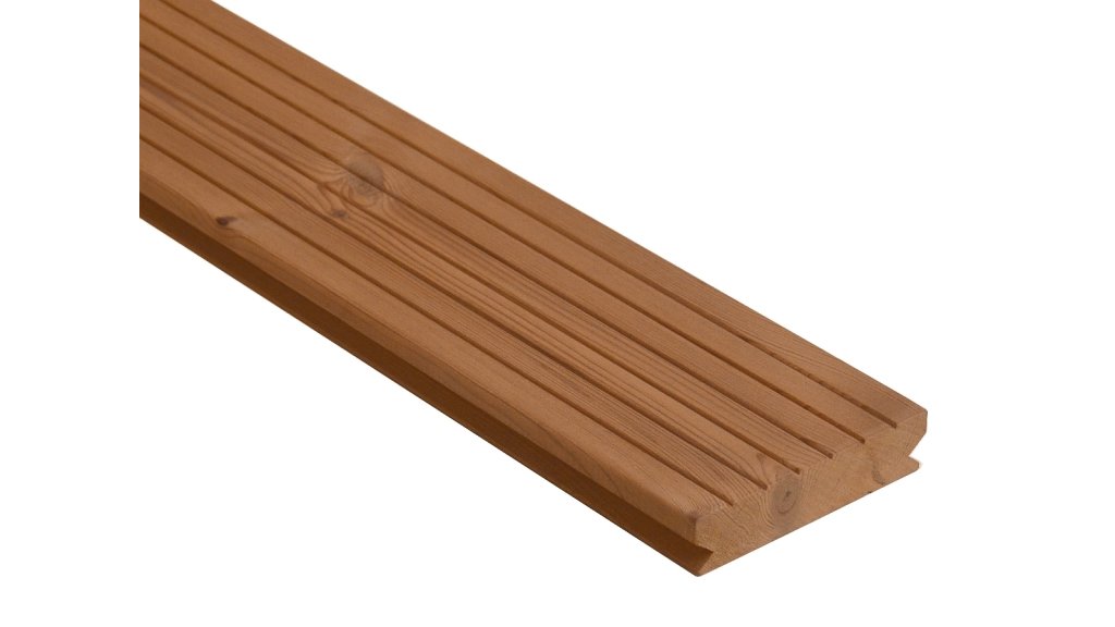 Terasové prkno Borovice Thermo Clip drážkované 26 × 118 × 5100 mm