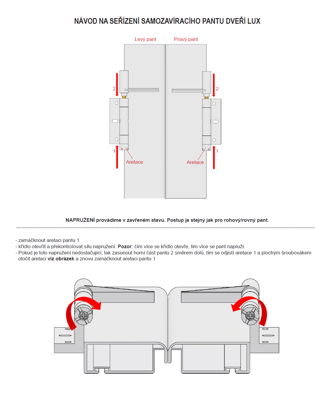 Samozavírací pant dveřní sítě