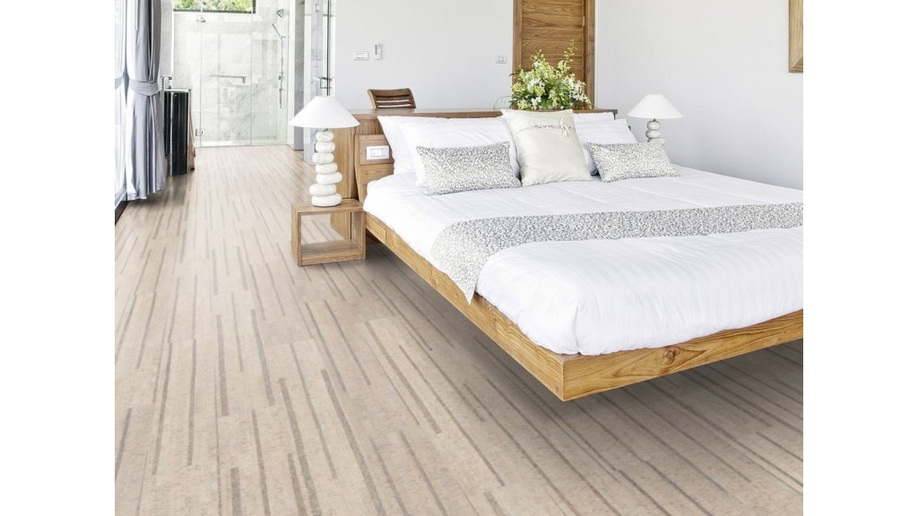 Korková podlaha plovoucí Premier kompozit Pruh římská bílá UV lak