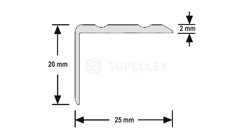 Schodová lišta samolepící Profilteam – Inox E07, 25 × 20 × 1200 mm