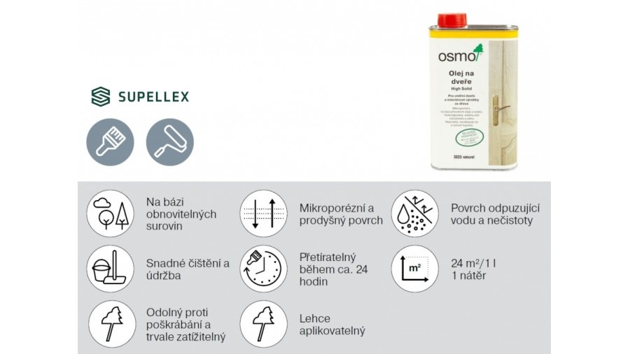 Osmo 3033 RAW olej na dveře Naturel – bezbarvý mat, 1 l