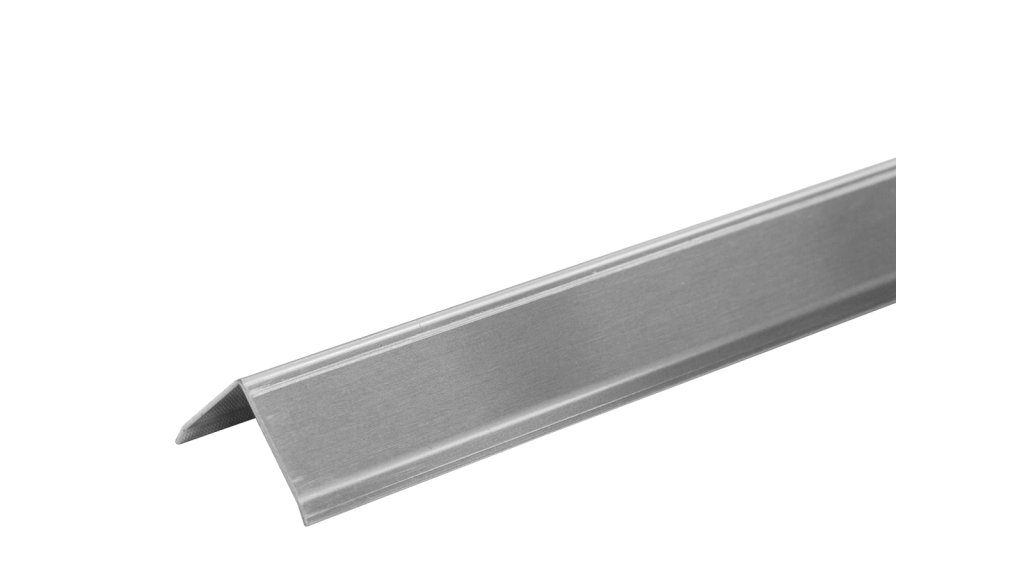 Nerezový ochranný roh na zeď Profilteam – kartáčovaný, 25 × 25 × 2500 mm (AISI 430)