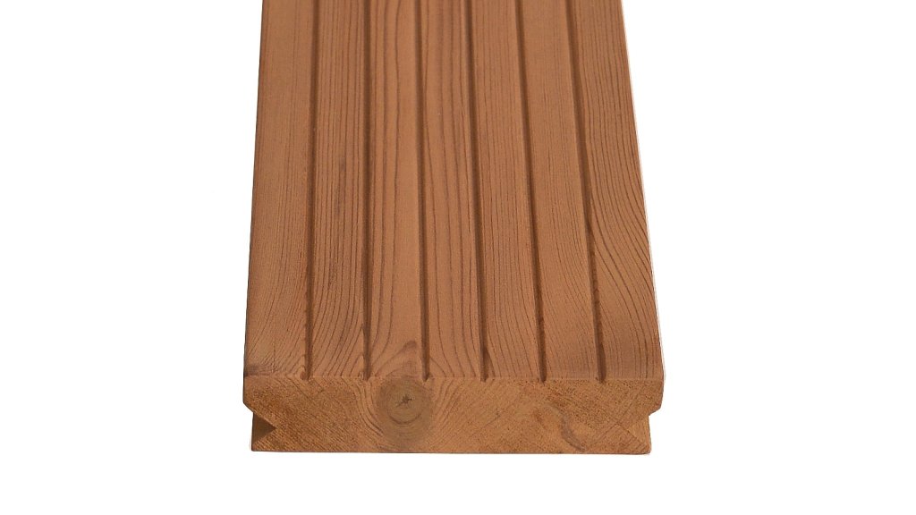 Terasové prkno Borovice Thermo Clip drážkované 26 × 118 × 5100 mm
