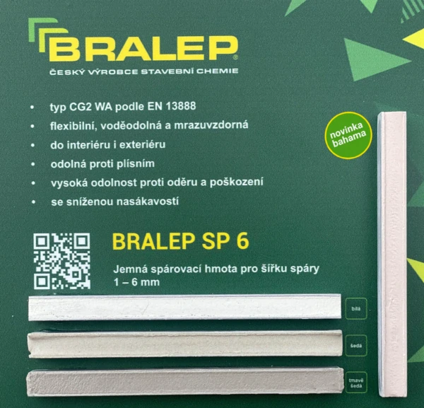 SP 6 Jemná kvalitní spárovací hmota pro šířku spáry 1 – 6 mm BRALEP