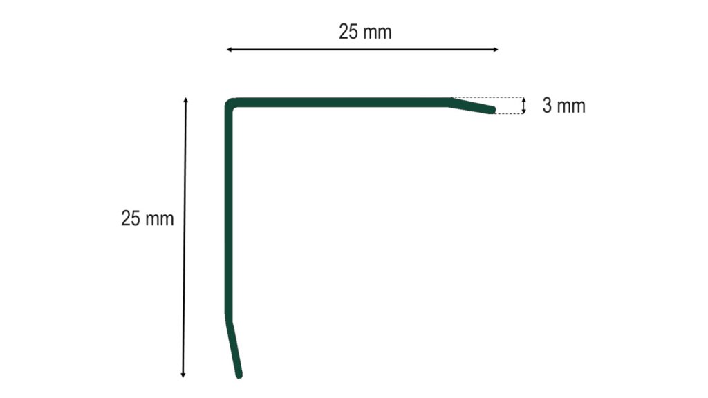 Nerezový ochranný roh na zeď Profilteam – kartáčovaný, 25 × 25 × 2500 mm (AISI 430)