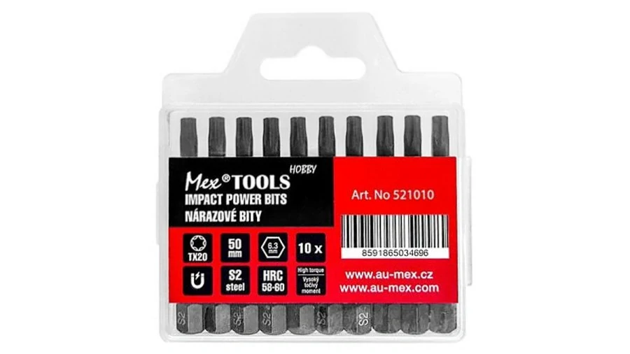 Impaktní nárazové bity 50 mm / TX20 – 10 ks – MEX-TOOLS Hobby