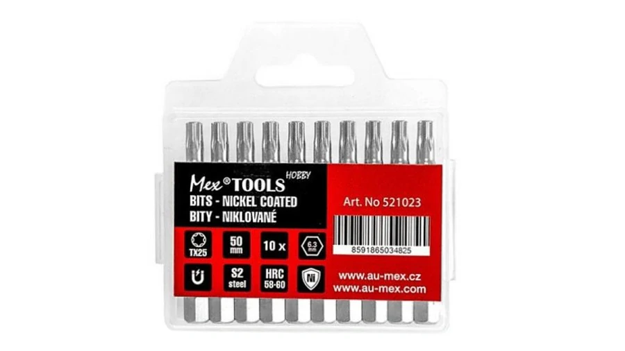 Bity niklované 50 mm / TX25 – 10 ks – MEX-TOOLS Hobby