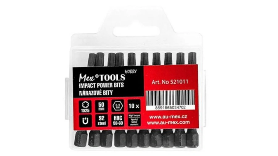 Impaktní nárazové bity 50 mm / TX25 – 10 ks – MEX-TOOLS Hobby