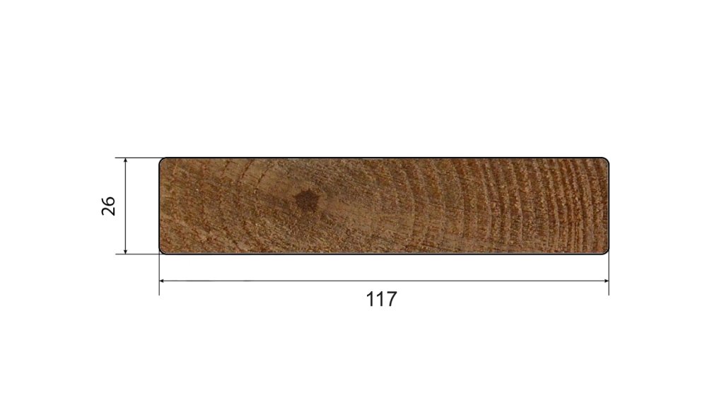 Terasové prkno Borovice Thermo hladké 26 × 117 × 4200 mm