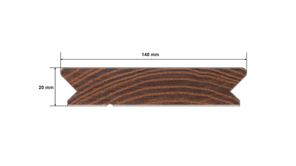 Terasové prkno Jasan Thermowood Clip 20 × 140 × 2700 mm – hladká strana
