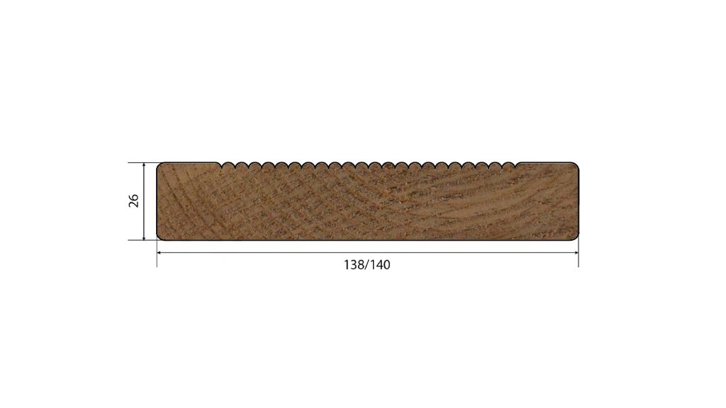 Terasové prkno Borovice Thermo jemná drážka 26 × 140 × 3600 mm