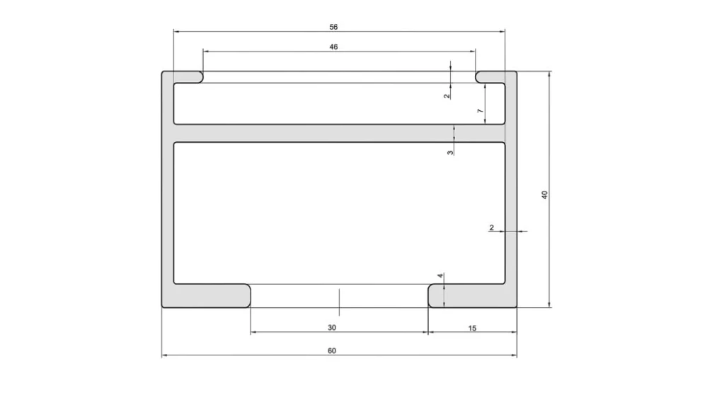 Podkladní hranol pod terasy Hliník 40 × 60 × 4000 mm